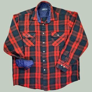 Vintage Astor One Plaid Flannel Shirt Mens Large Red Green Heavyweight Acrylic‎